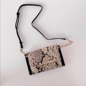 VICI Black/Snake Skin Crossbody Clutch